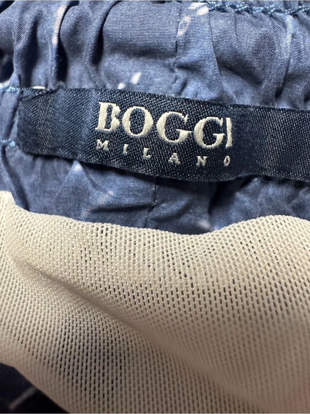 Boggi Milano men's print swim shorts marbled blue pattern SZ XL